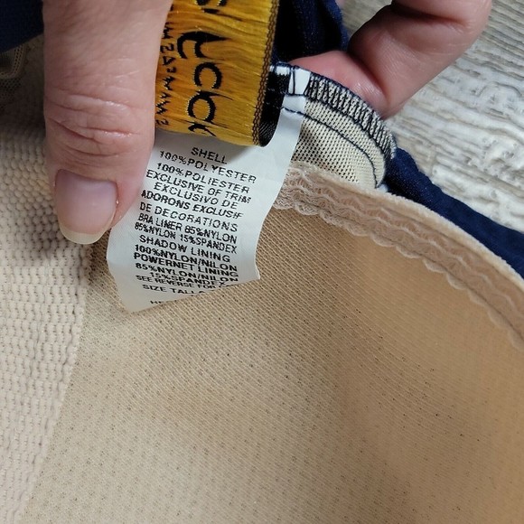 Robby Len Vintage One-Piece Swimsuit ~ Sz 16 ~ Navy Blue & White - Picture 8 of 8